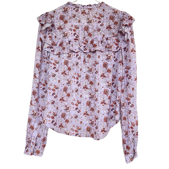 Veronica Beard Lavender Purple Ruffled Floral Long Sleeve Blouse Medium - Picture 5 of 12